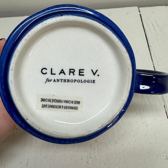 Clare V for Anthropologie Maisonette Pink Lips Mug Blue Handle 2020 - Picture 4 of 4